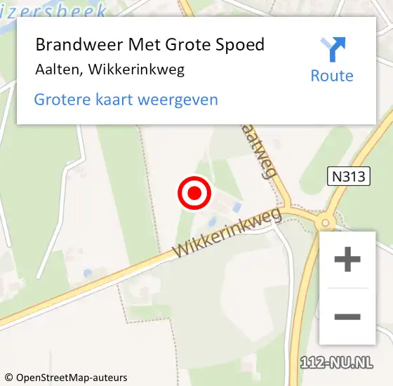 Locatie op kaart van de 112 melding: Brandweer Met Grote Spoed Naar Aalten, Wikkerinkweg op 11 maart 2016 06:45