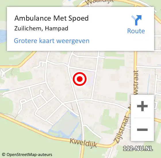 Locatie op kaart van de 112 melding: Ambulance Met Spoed Naar Zuilichem, Hampad op 11 maart 2016 08:22