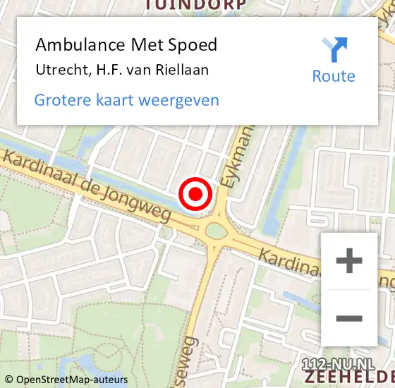 Locatie op kaart van de 112 melding: Ambulance Met Spoed Naar Utrecht, H.F. van Riellaan op 11 maart 2016 08:47