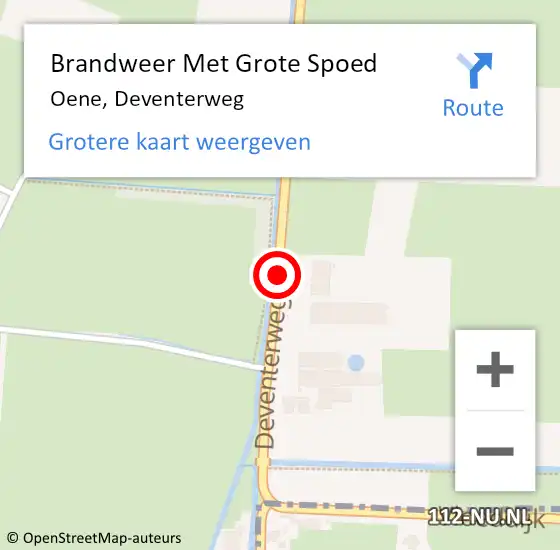 Locatie op kaart van de 112 melding: Brandweer Met Grote Spoed Naar Oene, Deventerweg op 11 maart 2016 08:52