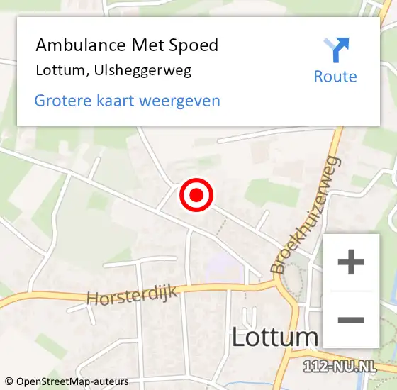 Locatie op kaart van de 112 melding: Ambulance Met Spoed Naar Lottum, Ulsheggerweg op 8 december 2013 14:40