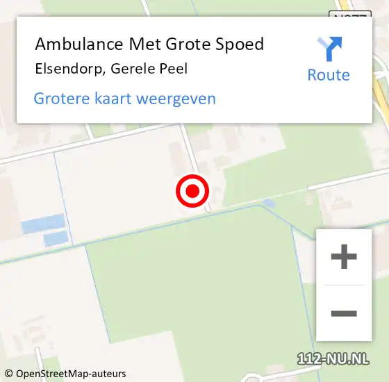 Locatie op kaart van de 112 melding: Ambulance Met Grote Spoed Naar Elsendorp, Gerele Peel op 11 maart 2016 10:39