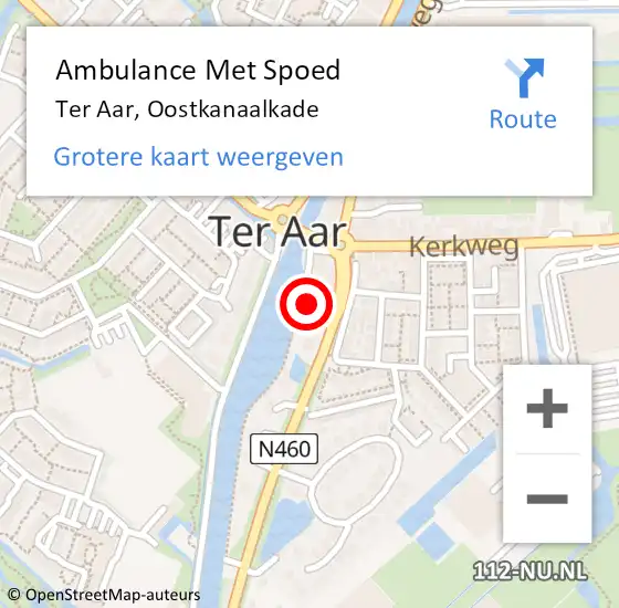 Locatie op kaart van de 112 melding: Ambulance Met Spoed Naar Ter Aar, Oostkanaalkade op 11 maart 2016 11:49