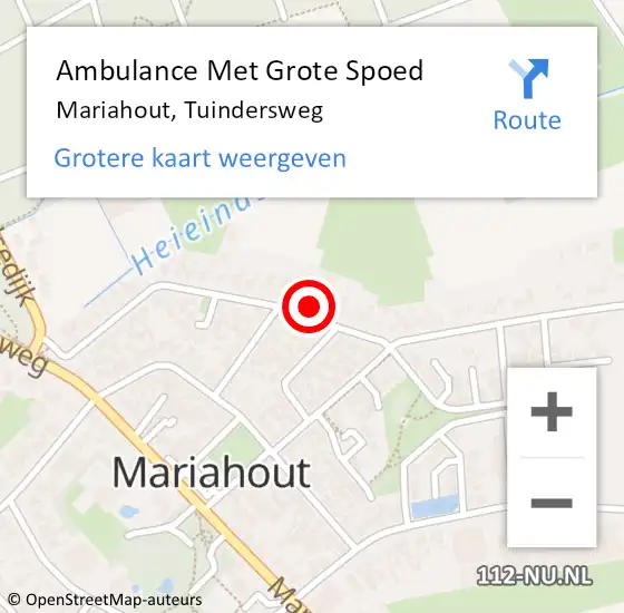 Locatie op kaart van de 112 melding: Ambulance Met Grote Spoed Naar Mariahout, Tuindersweg op 11 maart 2016 12:29