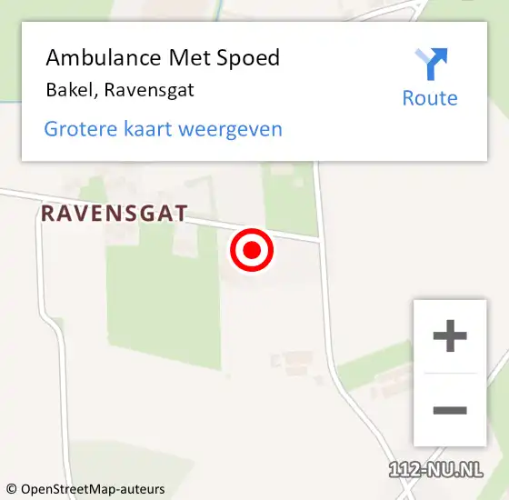 Locatie op kaart van de 112 melding: Ambulance Met Spoed Naar Bakel, Ravensgat op 11 maart 2016 13:02