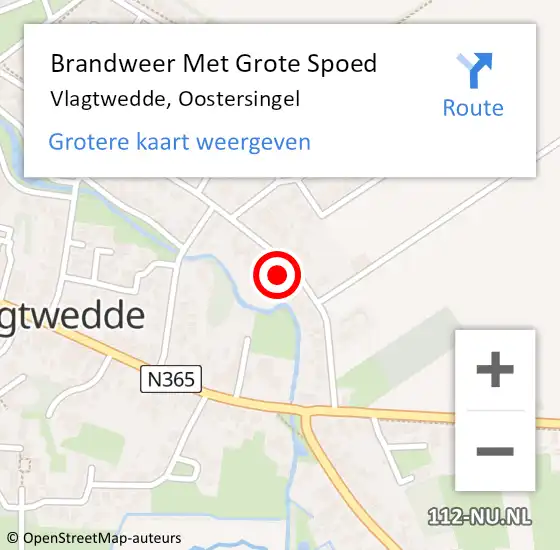 Locatie op kaart van de 112 melding: Brandweer Met Grote Spoed Naar Vlagtwedde, Oostersingel op 11 maart 2016 13:20