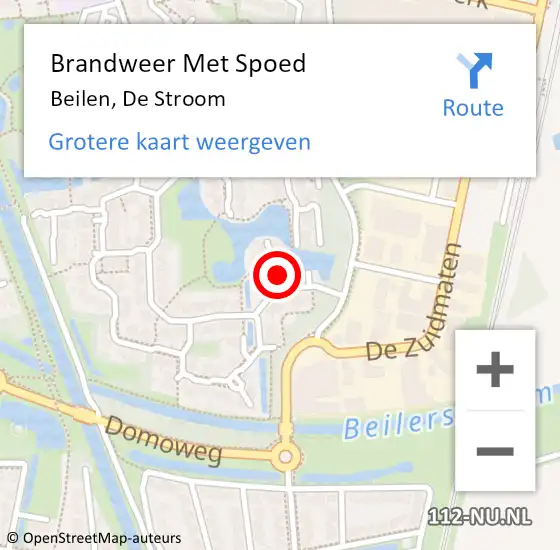 Locatie op kaart van de 112 melding: Brandweer Met Spoed Naar Beilen, De Stroom op 11 maart 2016 13:22