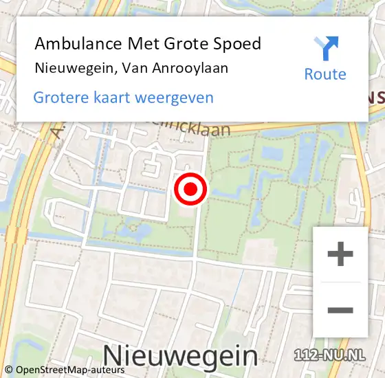 Locatie op kaart van de 112 melding: Ambulance Met Grote Spoed Naar Nieuwegein, Van Anrooylaan op 11 maart 2016 13:25