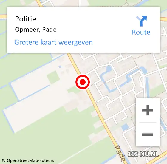 Locatie op kaart van de 112 melding: Politie Opmeer, Pade op 11 maart 2016 13:34