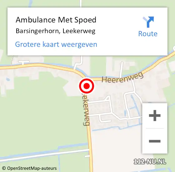 Locatie op kaart van de 112 melding: Ambulance Met Spoed Naar Barsingerhorn, Leekerweg op 8 december 2013 15:18