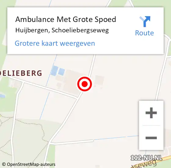 Locatie op kaart van de 112 melding: Ambulance Met Grote Spoed Naar Huijbergen, Schoeliebergseweg op 11 maart 2016 14:08