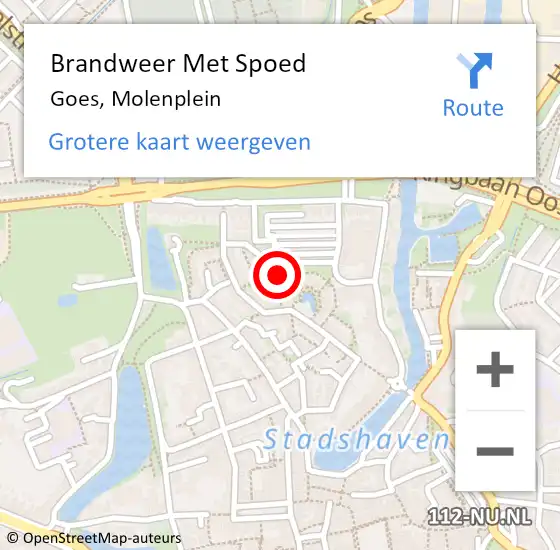 Locatie op kaart van de 112 melding: Brandweer Met Spoed Naar Goes, Molenplein op 8 december 2013 15:34