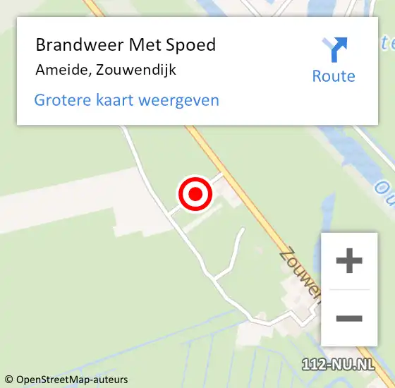 Locatie op kaart van de 112 melding: Brandweer Met Spoed Naar Ameide, Zouwendijk op 11 maart 2016 16:20