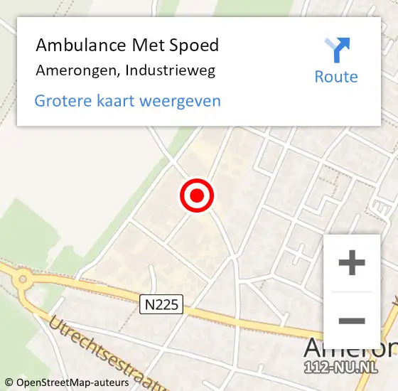 Locatie op kaart van de 112 melding: Ambulance Met Spoed Naar Amerongen, Industrieweg op 11 maart 2016 19:20