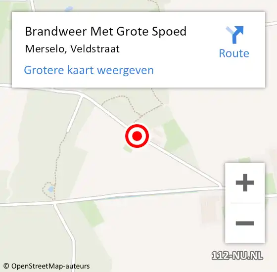 Locatie op kaart van de 112 melding: Brandweer Met Grote Spoed Naar Merselo, Veldstraat op 11 maart 2016 20:58