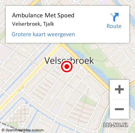 Locatie op kaart van de 112 melding: Ambulance Met Spoed Naar Velserbroek, Tjalk op 11 maart 2016 22:37