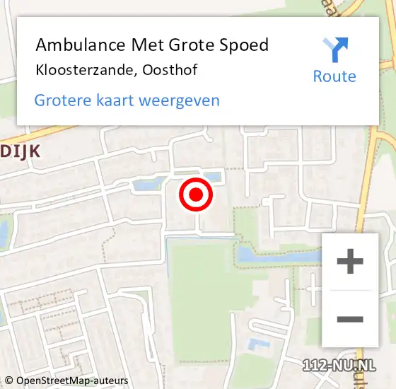 Locatie op kaart van de 112 melding: Ambulance Met Grote Spoed Naar Kloosterzande, Oosthof op 12 maart 2016 03:22