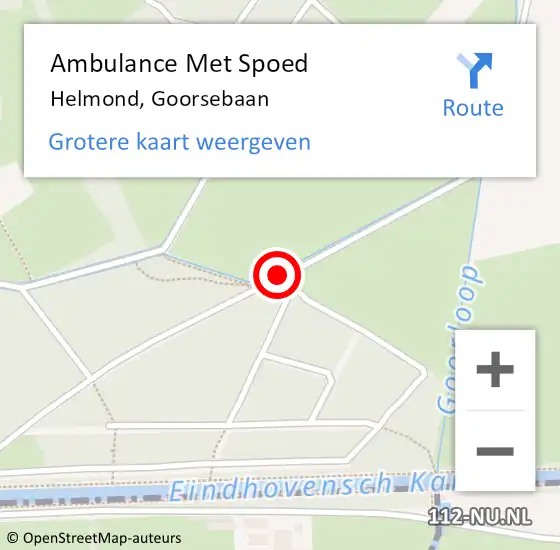 Locatie op kaart van de 112 melding: Ambulance Met Spoed Naar Helmond, Goorsebaan op 12 maart 2016 04:47