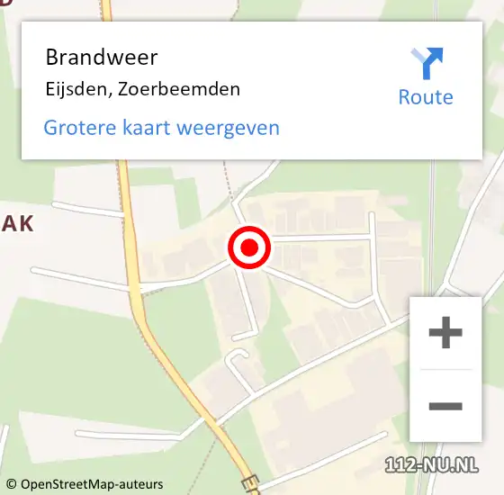 Locatie op kaart van de 112 melding: Brandweer Eijsden, Zoerbeemden op 8 december 2013 16:37