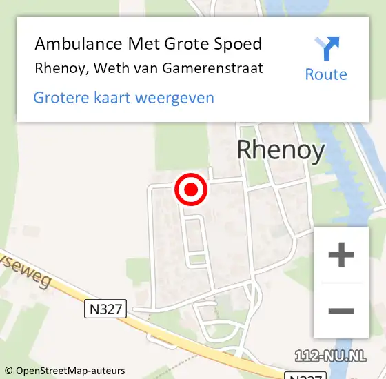 Locatie op kaart van de 112 melding: Ambulance Met Grote Spoed Naar Rhenoy, Weth van Gamerenstraat op 12 maart 2016 07:38