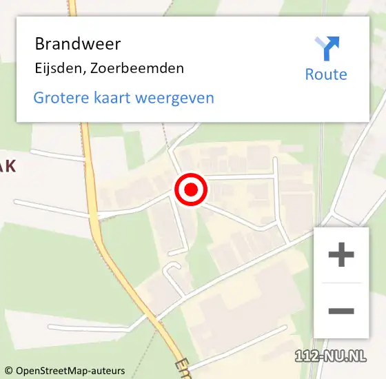 Locatie op kaart van de 112 melding: Brandweer Eijsden, Zoerbeemden op 8 december 2013 16:44