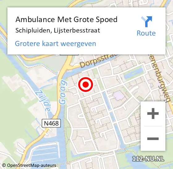 Locatie op kaart van de 112 melding: Ambulance Met Grote Spoed Naar Schipluiden, Lijsterbesstraat op 12 maart 2016 08:45