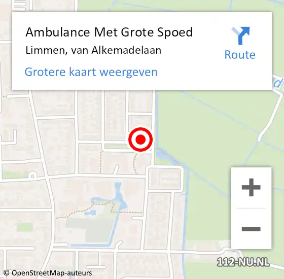 Locatie op kaart van de 112 melding: Ambulance Met Grote Spoed Naar Limmen, van Alkemadelaan op 12 maart 2016 08:55