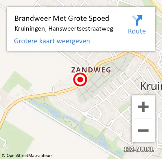 Locatie op kaart van de 112 melding: Brandweer Met Grote Spoed Naar Kruiningen, Hansweertsestraatweg op 12 maart 2016 09:22