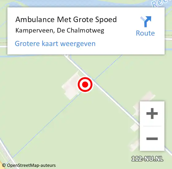 Locatie op kaart van de 112 melding: Ambulance Met Grote Spoed Naar Kamperveen, De Chalmotweg op 12 maart 2016 09:29