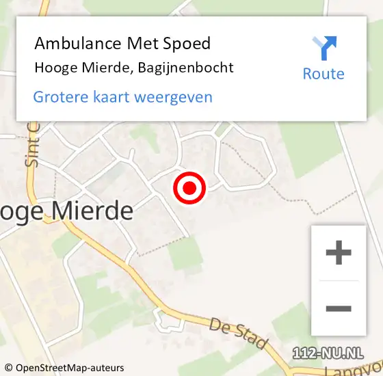 Locatie op kaart van de 112 melding: Ambulance Met Spoed Naar Hooge Mierde, Bagijnenbocht op 12 maart 2016 10:12