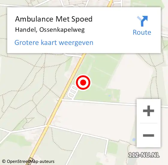 Locatie op kaart van de 112 melding: Ambulance Met Spoed Naar Handel, Ossenkapelweg op 12 maart 2016 10:39