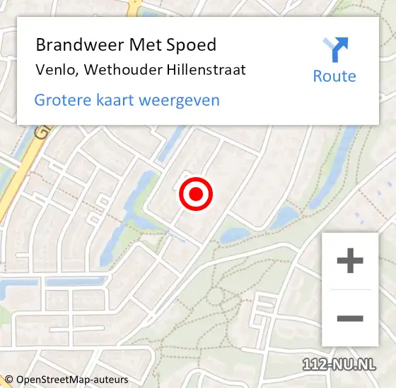 Locatie op kaart van de 112 melding: Brandweer Met Spoed Naar Venlo, Wethouder Hillenstraat op 12 maart 2016 11:23