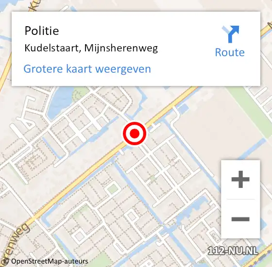 Locatie op kaart van de 112 melding: Politie Kudelstaart, Mijnsherenweg op 12 maart 2016 12:34