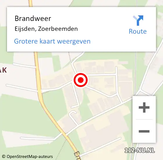 Locatie op kaart van de 112 melding: Brandweer Eijsden, Zoerbeemden op 8 december 2013 17:15