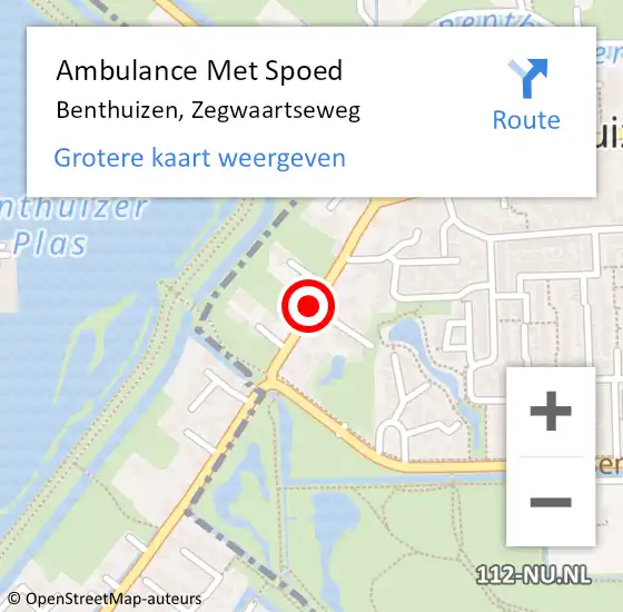 Locatie op kaart van de 112 melding: Ambulance Met Spoed Naar Benthuizen, Zegwaartseweg op 12 maart 2016 13:07