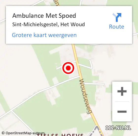 Locatie op kaart van de 112 melding: Ambulance Met Spoed Naar Sint-Michielsgestel, Het Woud op 12 maart 2016 13:58