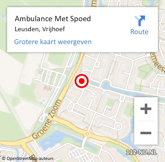 Locatie op kaart van de 112 melding: Ambulance Met Spoed Naar Leusden, Vrijhoef op 12 maart 2016 14:34