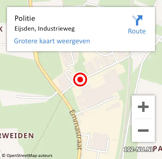 Locatie op kaart van de 112 melding: Politie Eijsden, Industrieweg op 8 december 2013 17:32