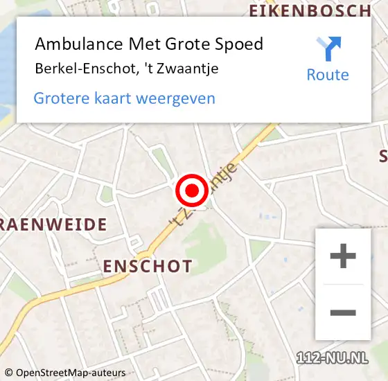 Locatie op kaart van de 112 melding: Ambulance Met Grote Spoed Naar Berkel-Enschot, 't Zwaantje op 12 maart 2016 14:59