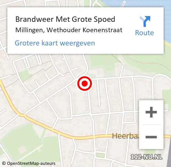 Locatie op kaart van de 112 melding: Brandweer Met Grote Spoed Naar Millingen, Wethouder Koenenstraat op 12 maart 2016 15:13