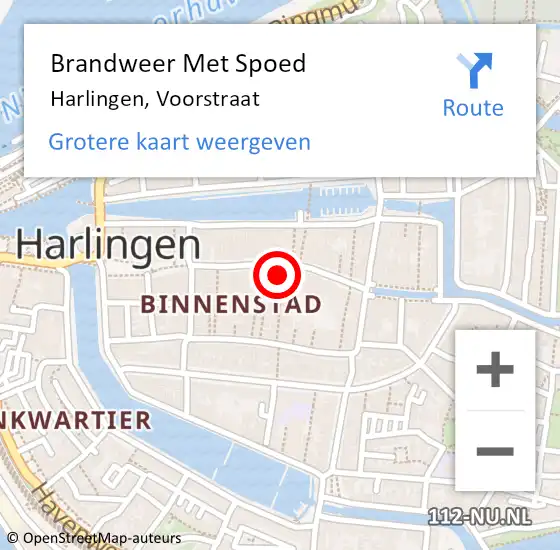 Locatie op kaart van de 112 melding: Brandweer Met Spoed Naar Harlingen, Voorstraat op 12 maart 2016 15:30