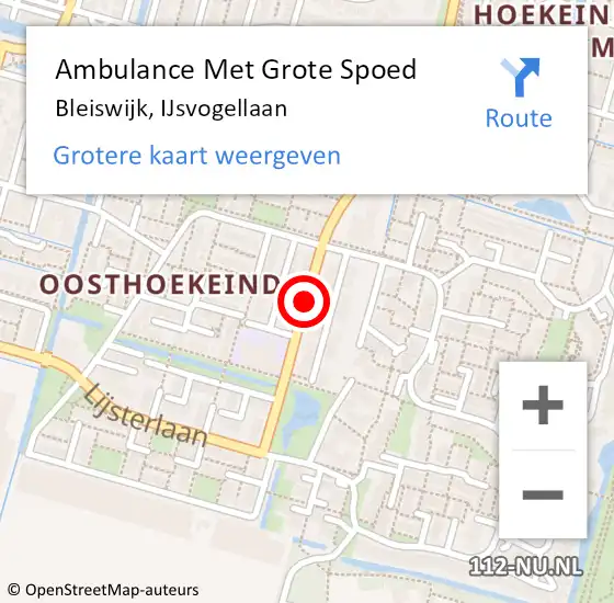 Locatie op kaart van de 112 melding: Ambulance Met Grote Spoed Naar Bleiswijk, IJsvogellaan op 12 maart 2016 15:50