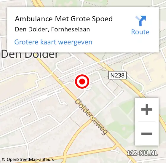 Locatie op kaart van de 112 melding: Ambulance Met Grote Spoed Naar Den Dolder, Fornheselaan op 12 maart 2016 16:19