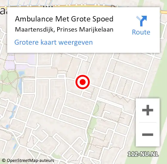 Locatie op kaart van de 112 melding: Ambulance Met Grote Spoed Naar Maartensdijk, Prinses Marijkelaan op 12 maart 2016 16:50