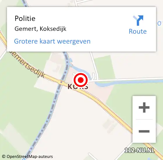 Locatie op kaart van de 112 melding: Politie Gemert, Koksedijk op 12 maart 2016 17:24