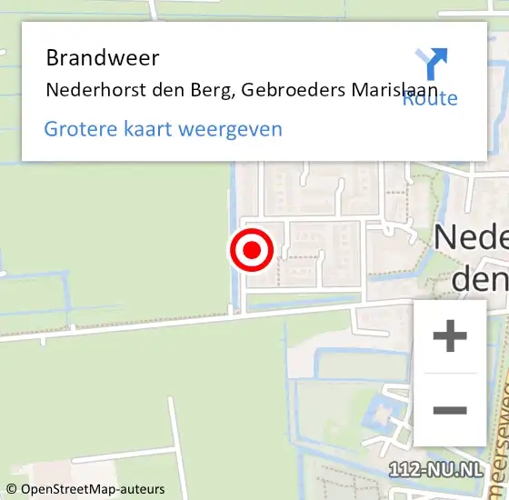 Locatie op kaart van de 112 melding: Brandweer Nederhorst den Berg, Gebroeders Marislaan op 12 maart 2016 17:26