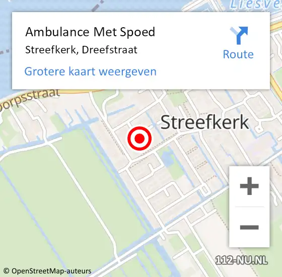 Locatie op kaart van de 112 melding: Ambulance Met Spoed Naar Streefkerk, Dreefstraat op 12 maart 2016 17:46