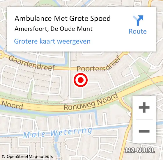 Locatie op kaart van de 112 melding: Ambulance Met Grote Spoed Naar Amersfoort, De Oude Munt op 12 maart 2016 17:54