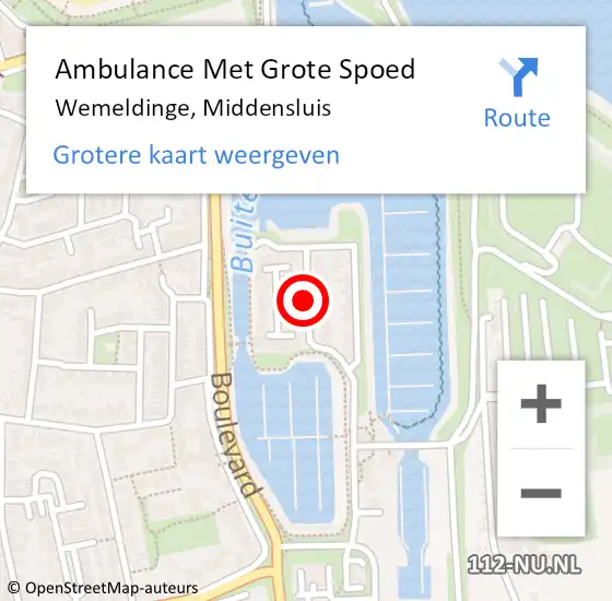 Locatie op kaart van de 112 melding: Ambulance Met Grote Spoed Naar Wemeldinge, Middensluis op 12 maart 2016 18:07