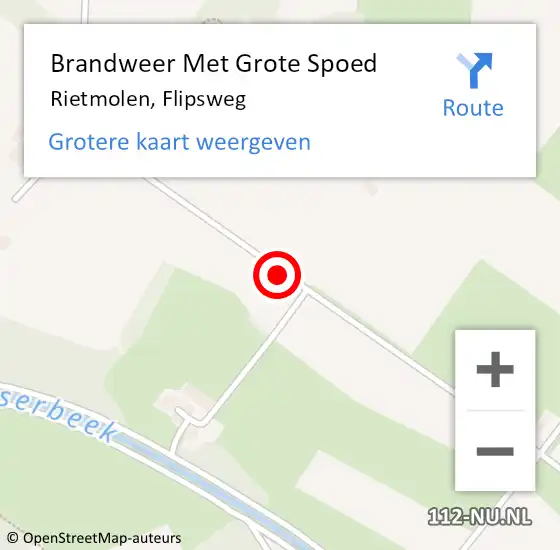 Locatie op kaart van de 112 melding: Brandweer Met Grote Spoed Naar Rietmolen, Flipsweg op 12 maart 2016 18:24